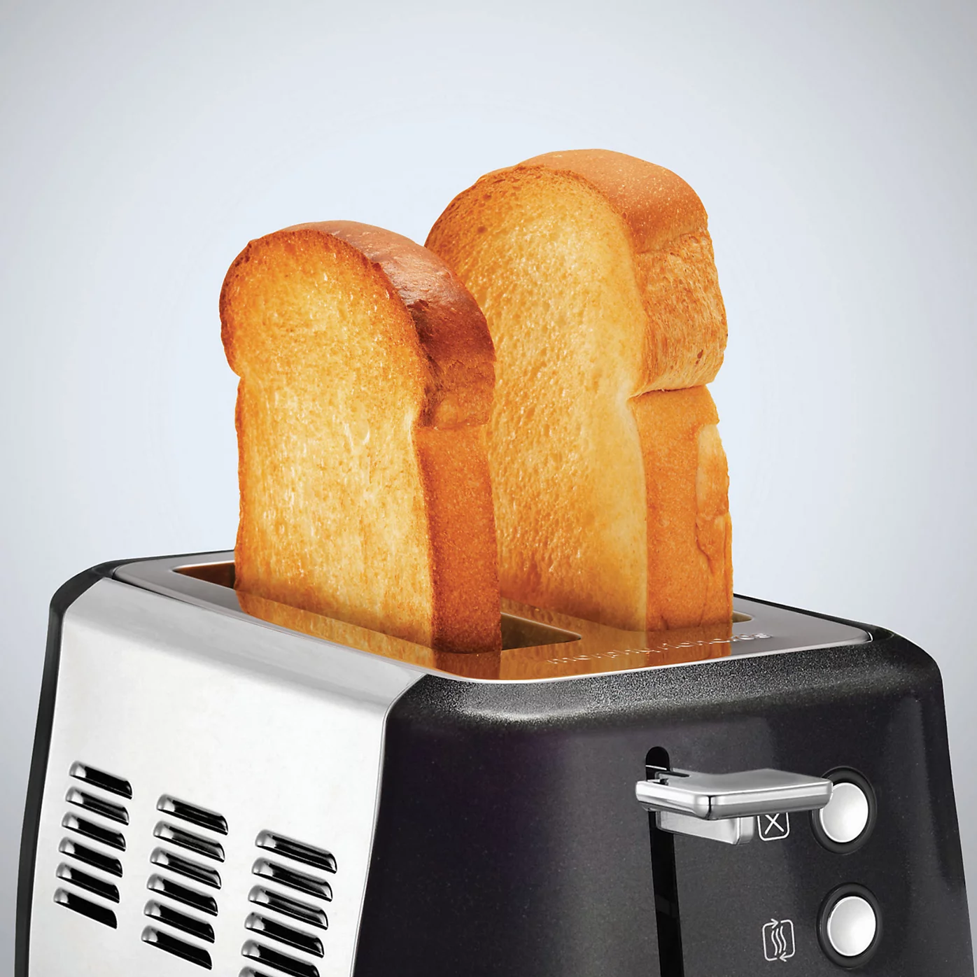 Morphy Richards Evoke black and stainless steel two slice toaster with toast