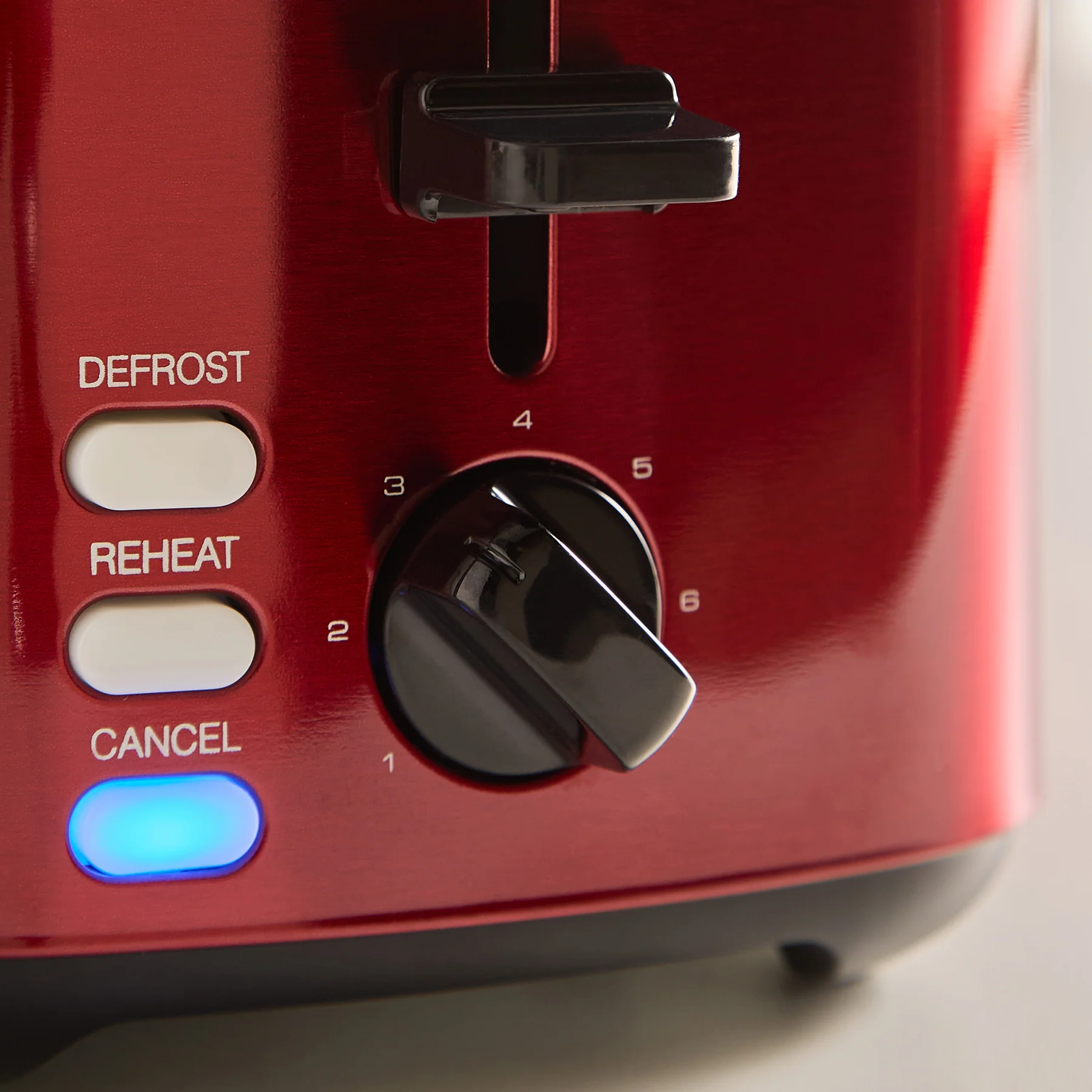Morphy Richards Equip red 2 slice toaster with defrost and reheat buttons