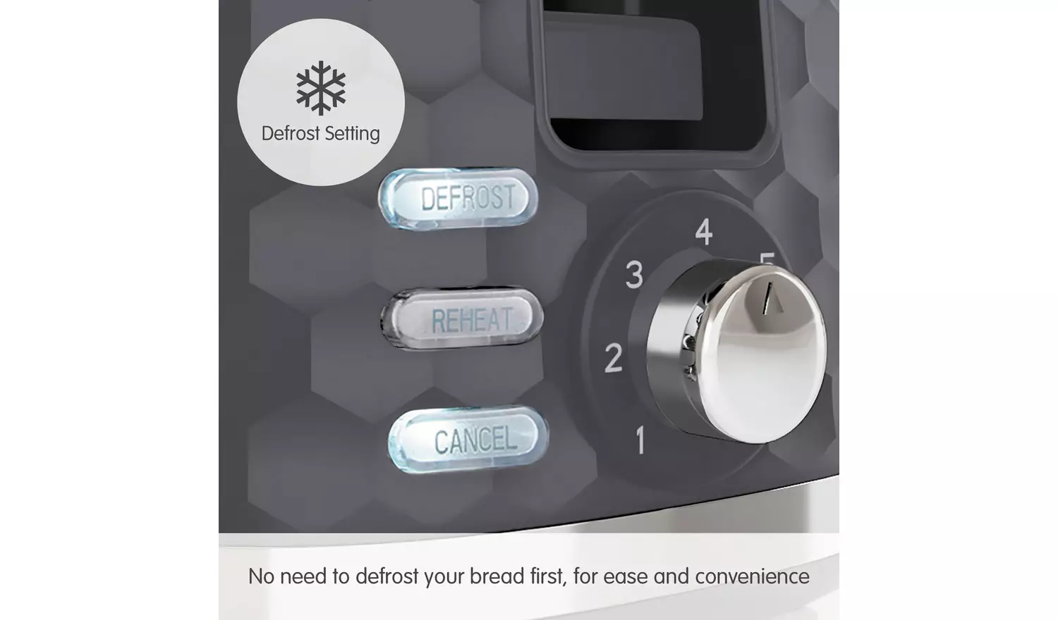 Morphy Richards Hive 2-slice grey toaster with defrost and reheat controls