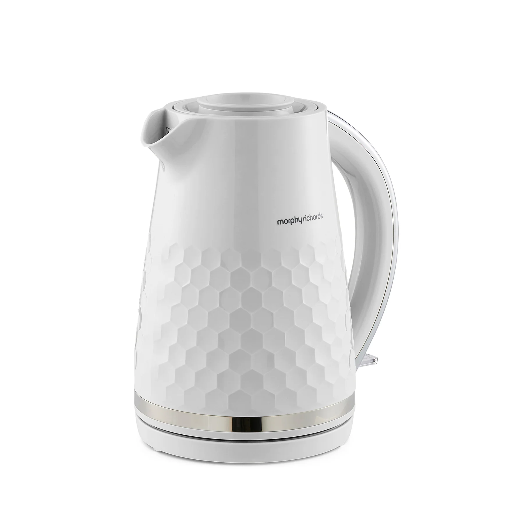 Morphy Richards Hive white jug kettle with honeycomb textured pattern