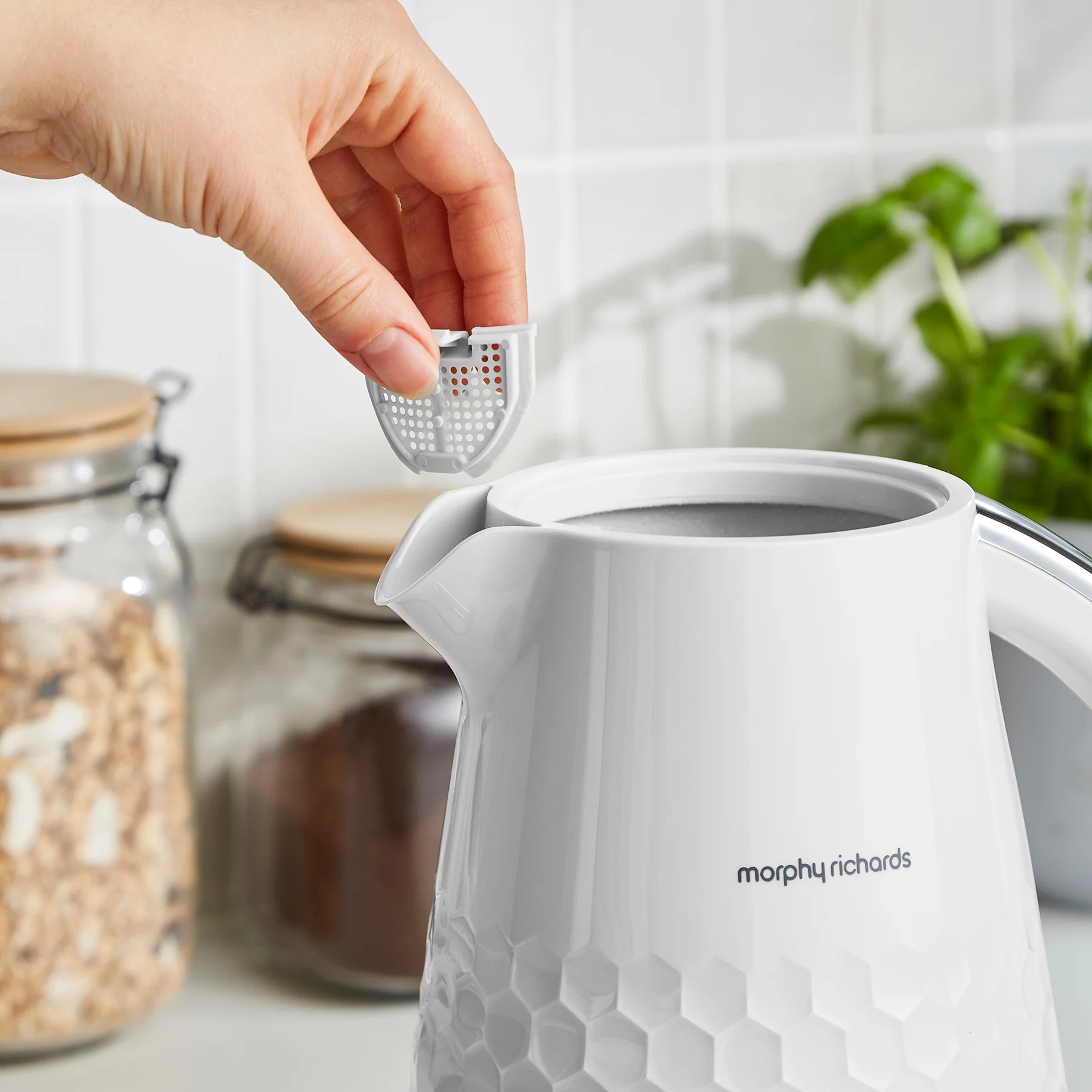 Morphy Richards Hive white jug kettle with removable infuser basket