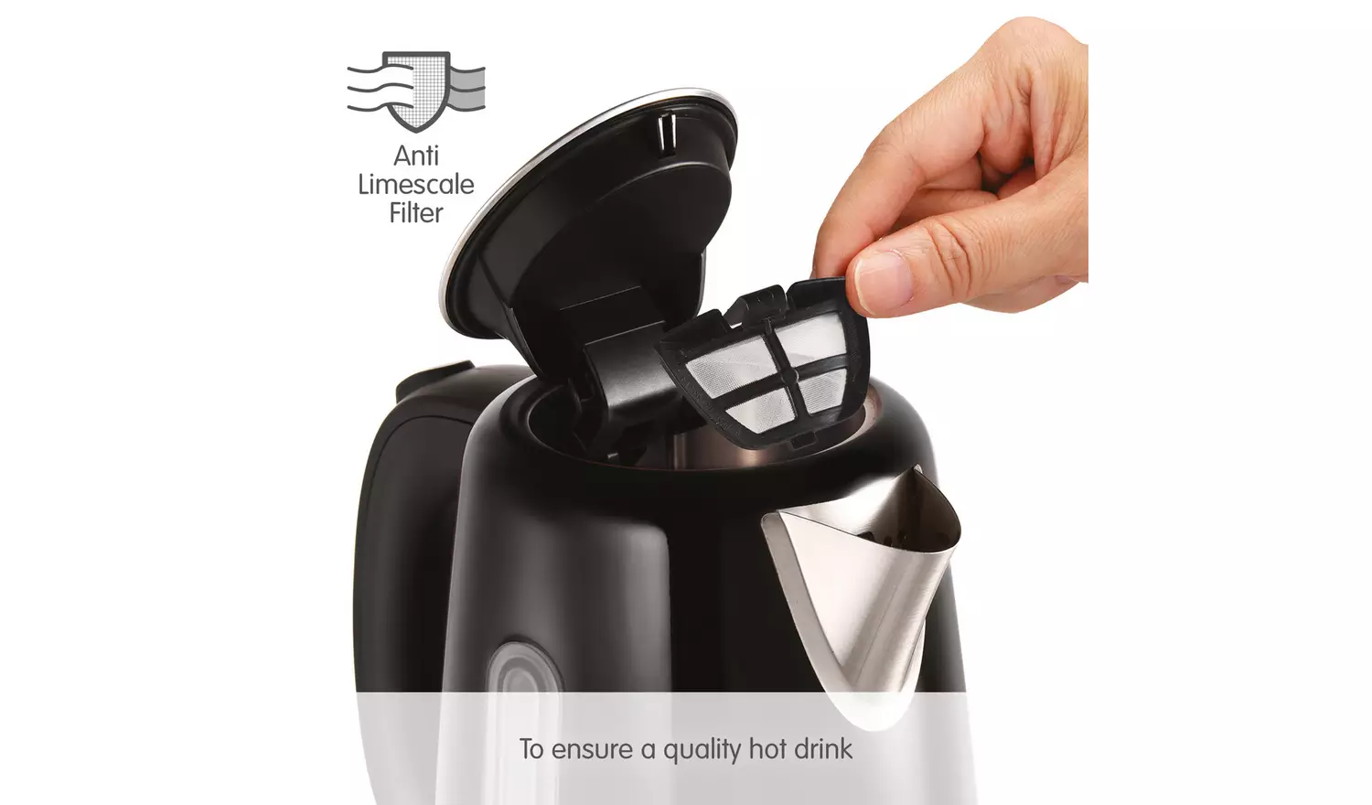 Morphy Richards Equip black jug kettle with anti-limescale filter and spout