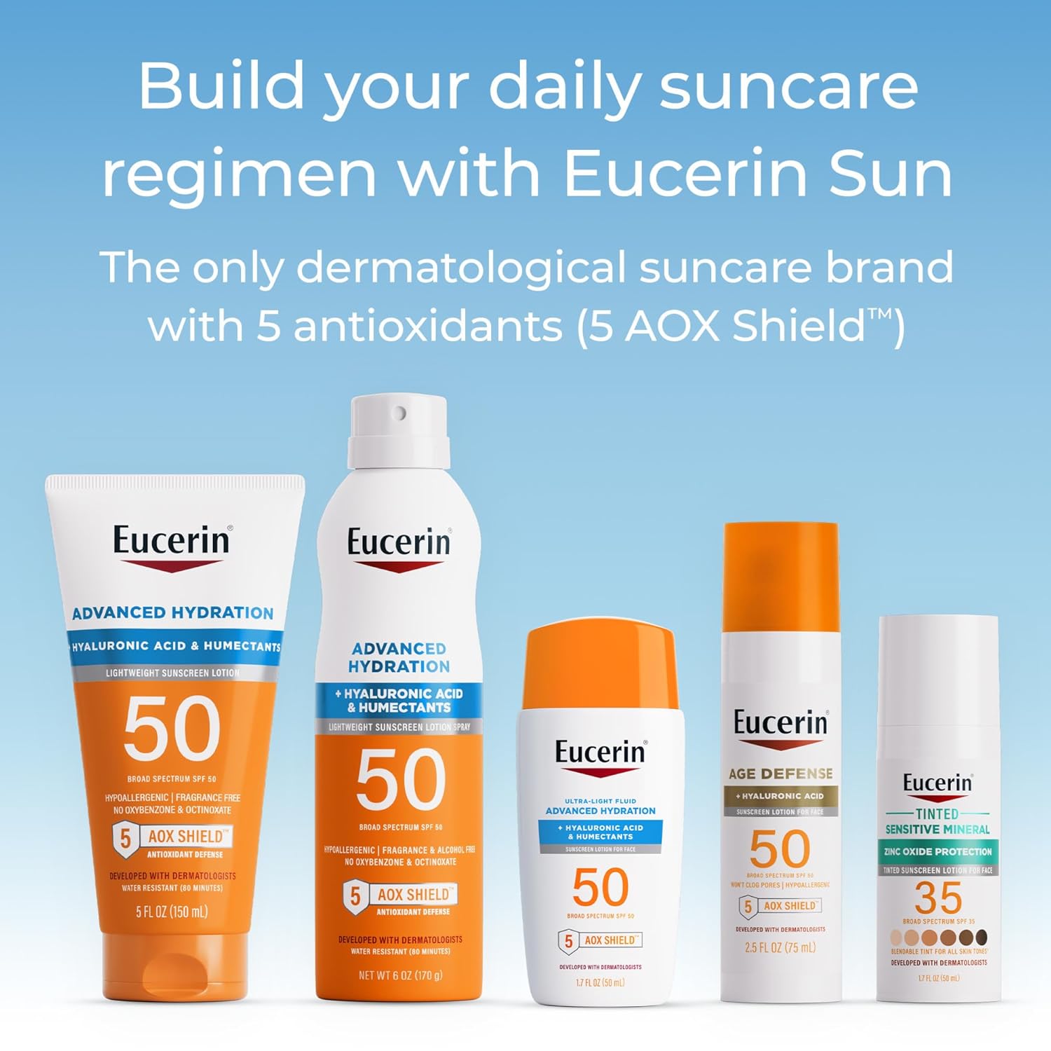 Eucerin Sun Age Defense SPF 50 face sunscreen lotion with hyaluronic acid