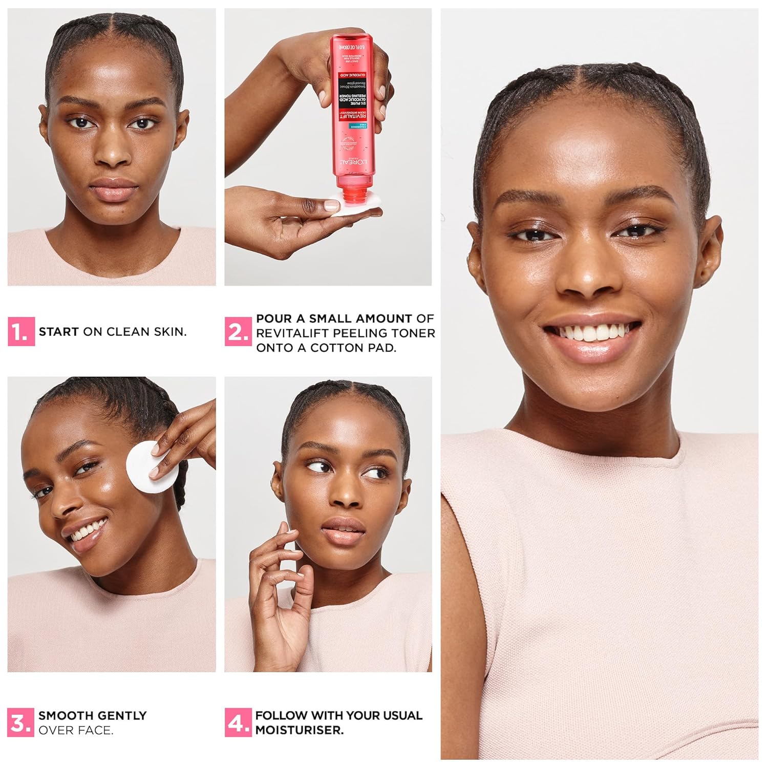 L'Oréal Paris Revitalift red glycolic acid peeling toner bottle