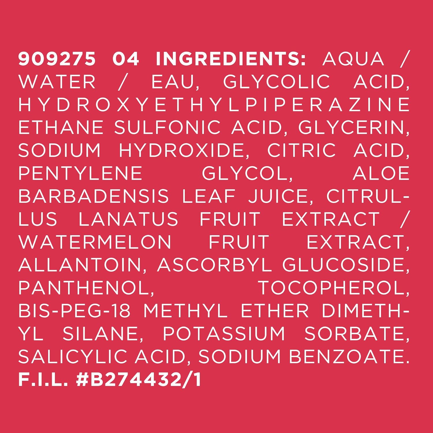 L'Oréal Paris Revitalift Derm Intensives 5% Pure Glycolic Acid Peeling Toner ingredients label