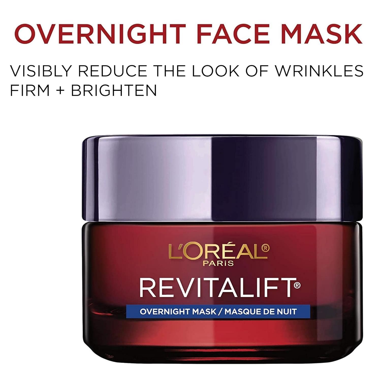 L'Oreal Paris Revitalift overnight face mask in deep red jar with lid
