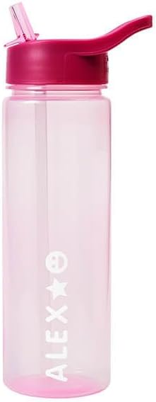 Polar Gear personalised A-Z sticker water bottle with straw, 600ml, pink