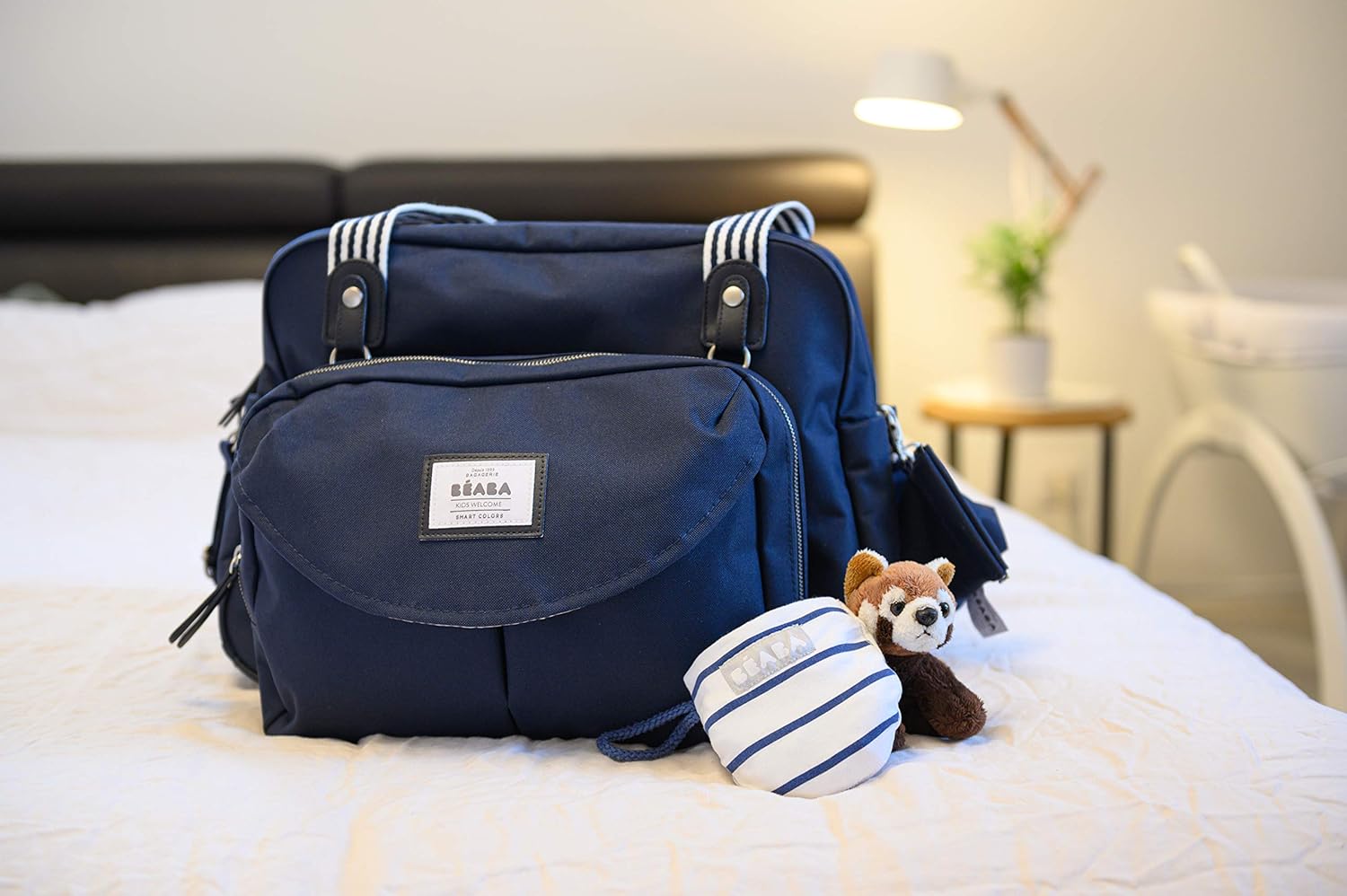 Béaba Geneva II navy blue changing bag with dual handles and front pocket