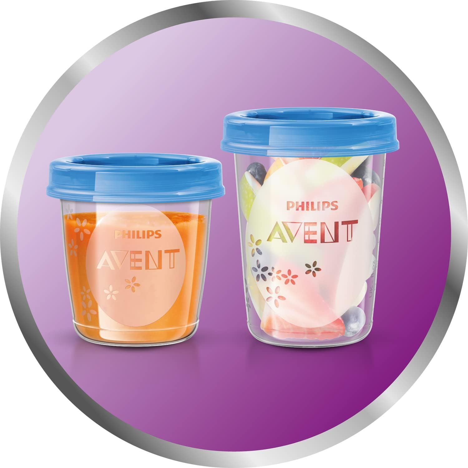 Philips Avent food storage containers with blue lids, 20 pack set