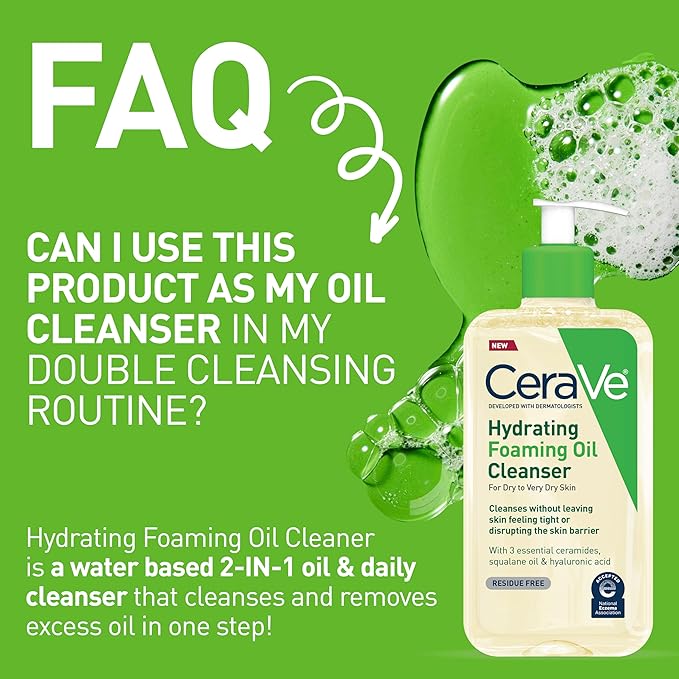 CeraVe Hydrating Foaming Oil Cleanser 355ml bottle with pump dispenser
