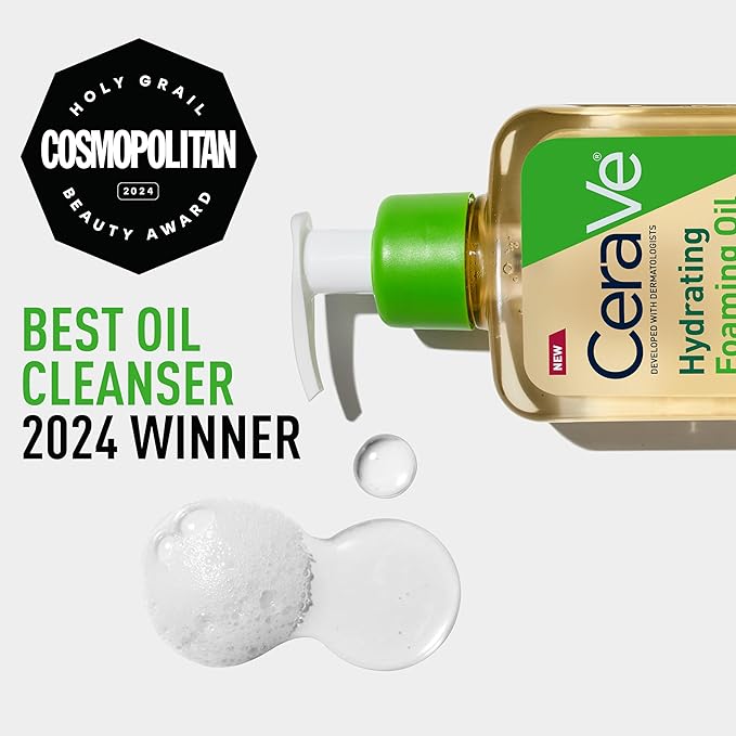 CeraVe Hydrating Foaming Oil Cleanser 355ml with green pump cap