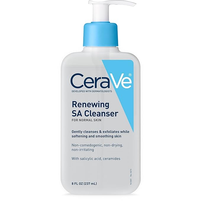 CeraVe Renewing SA Cleanser 355 ml pump bottle with blue and white label