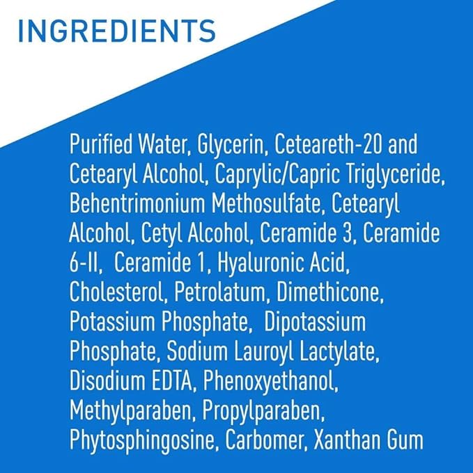 CeraVe Moisturizing Cream 453g pump bottle with ingredients list displayed