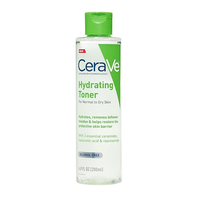 CeraVe Hydrating Toner for normal to dry skin, 200ml bottle with green cap