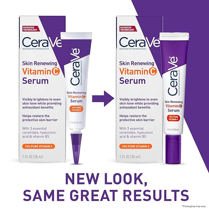 CeraVe Skin Renewing Vitamin C Serum 30ml purple tube and box packaging