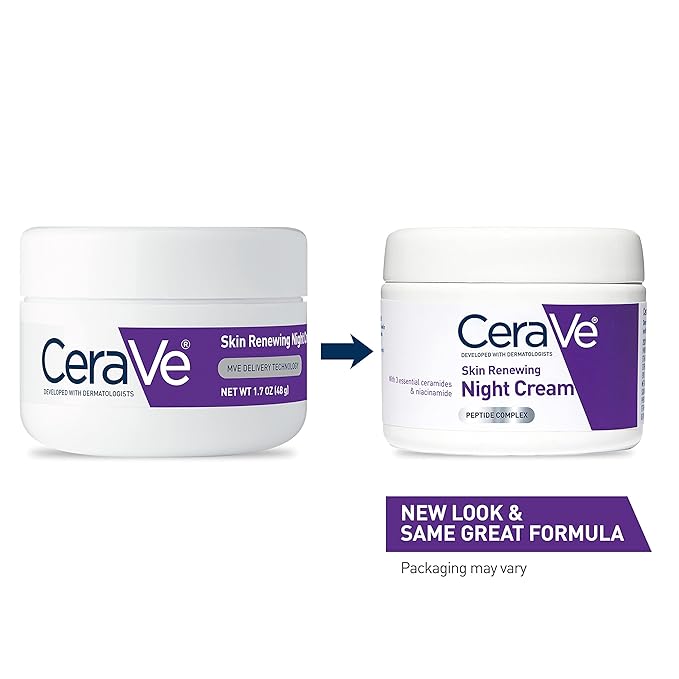 CeraVe Skin Renewing Night Cream 48g white jar with purple branding