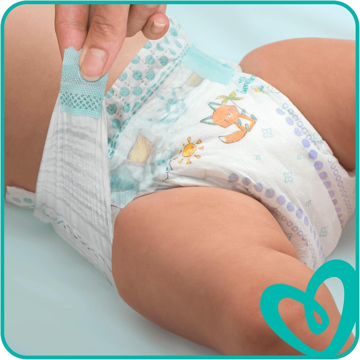 Pampers Baby-Dry Size 7 nappy with turquoise and white design, 112 count pack
