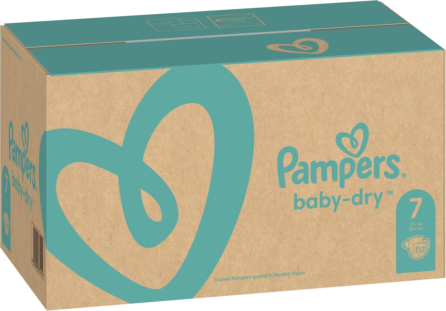 Pampers baby-dry Size 7 nappies 112 pack monthly box