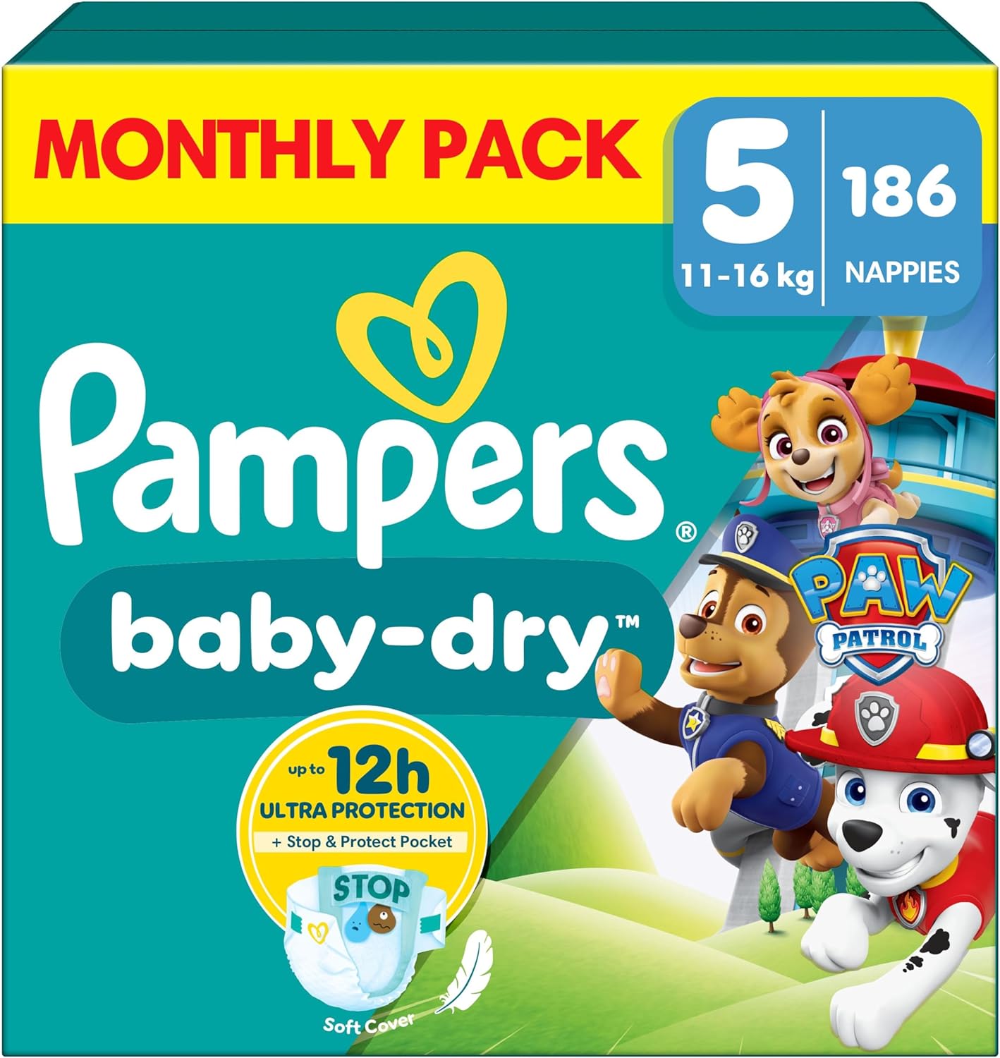 Pampers Baby-Dry Pants Size 5 Paw Patrol monthly pack 186 nappies