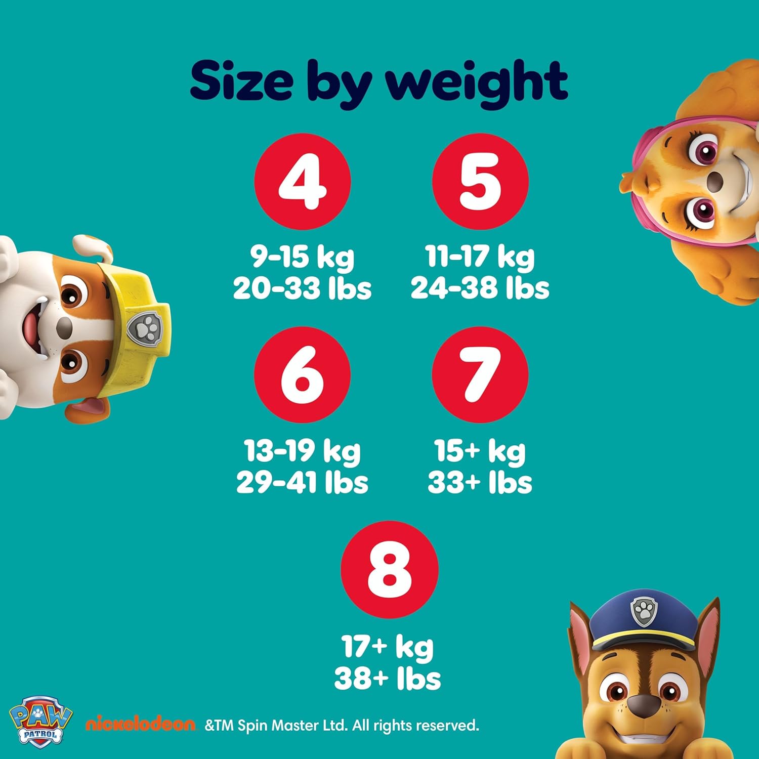 Pampers Paw Patrol Baby Dry Nappy Pants Size 4, 180 pack