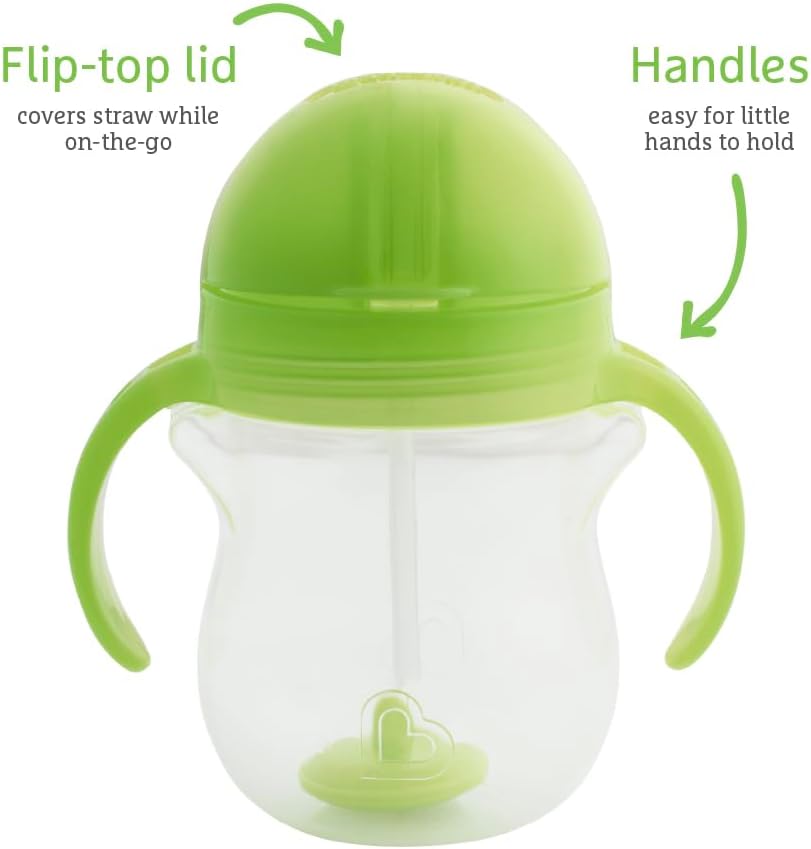 Munchkin Click Lock Tip and Sip weighted straw cup green 207ml with handles