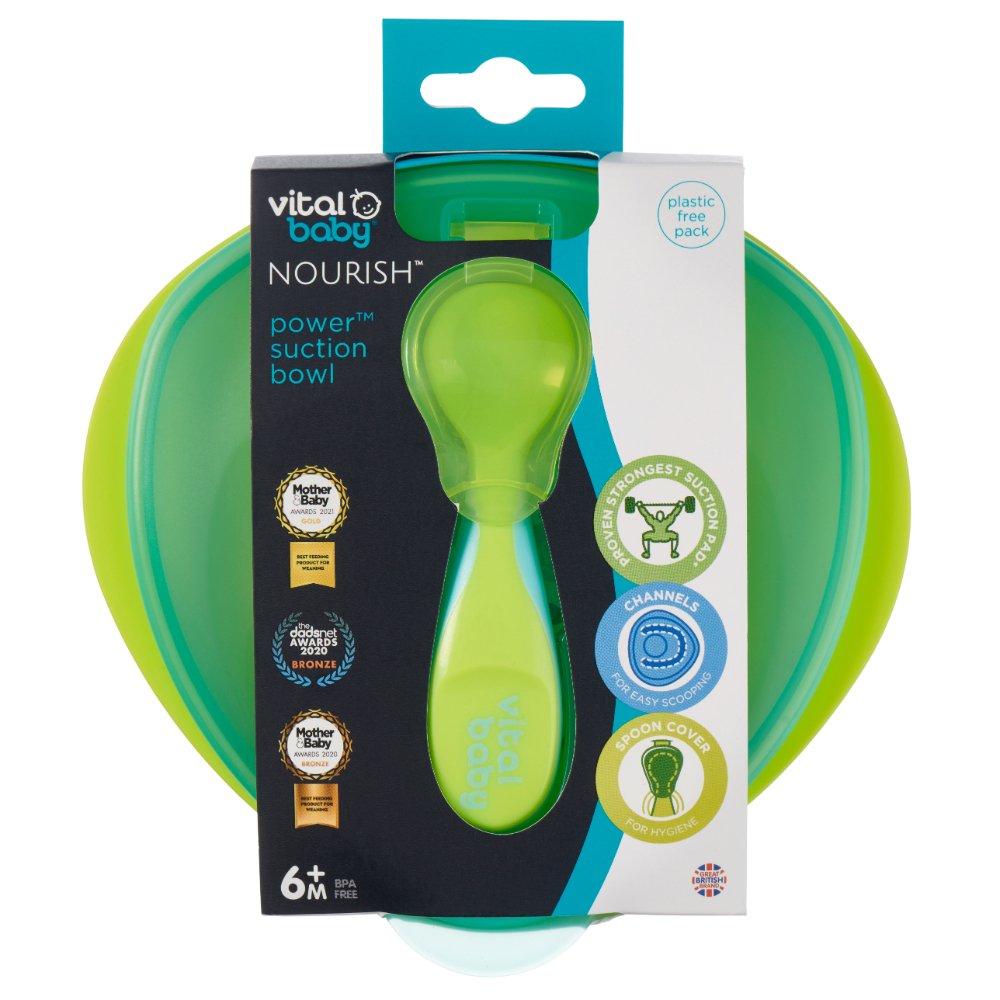 Vital Baby NOURISH lime green suction bowl and scoop feeding set