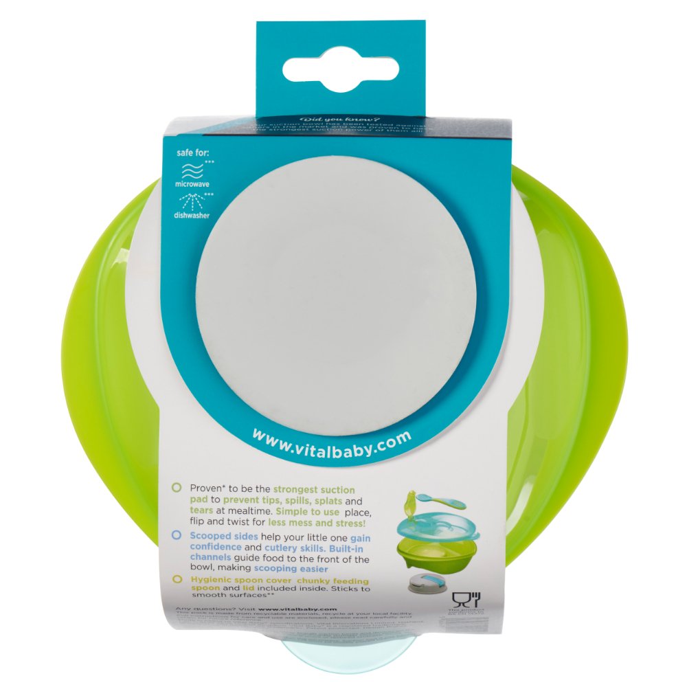Vital Baby NOURISH Scoop Feeding Set with lime green suction bowl and spoon
