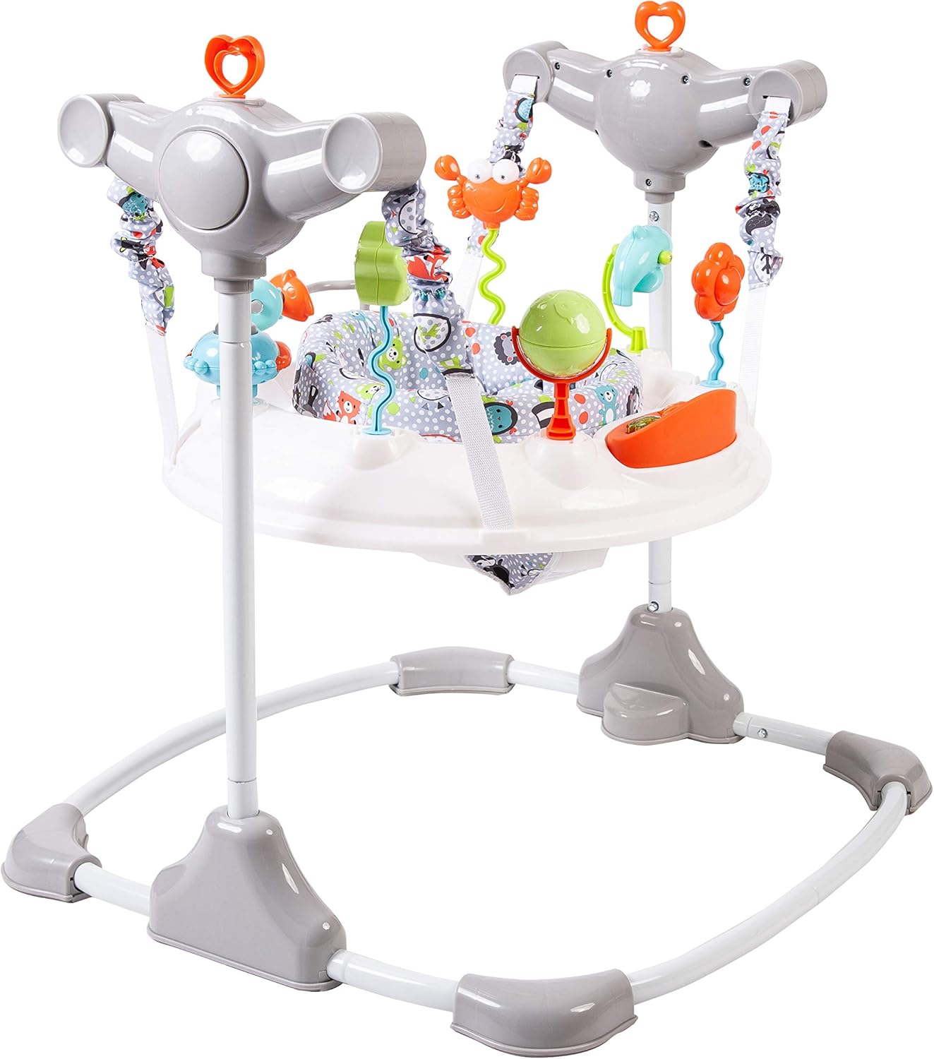 Red Kite Baby Sit Me Up bouncer with Peppermint Trail pattern and toys