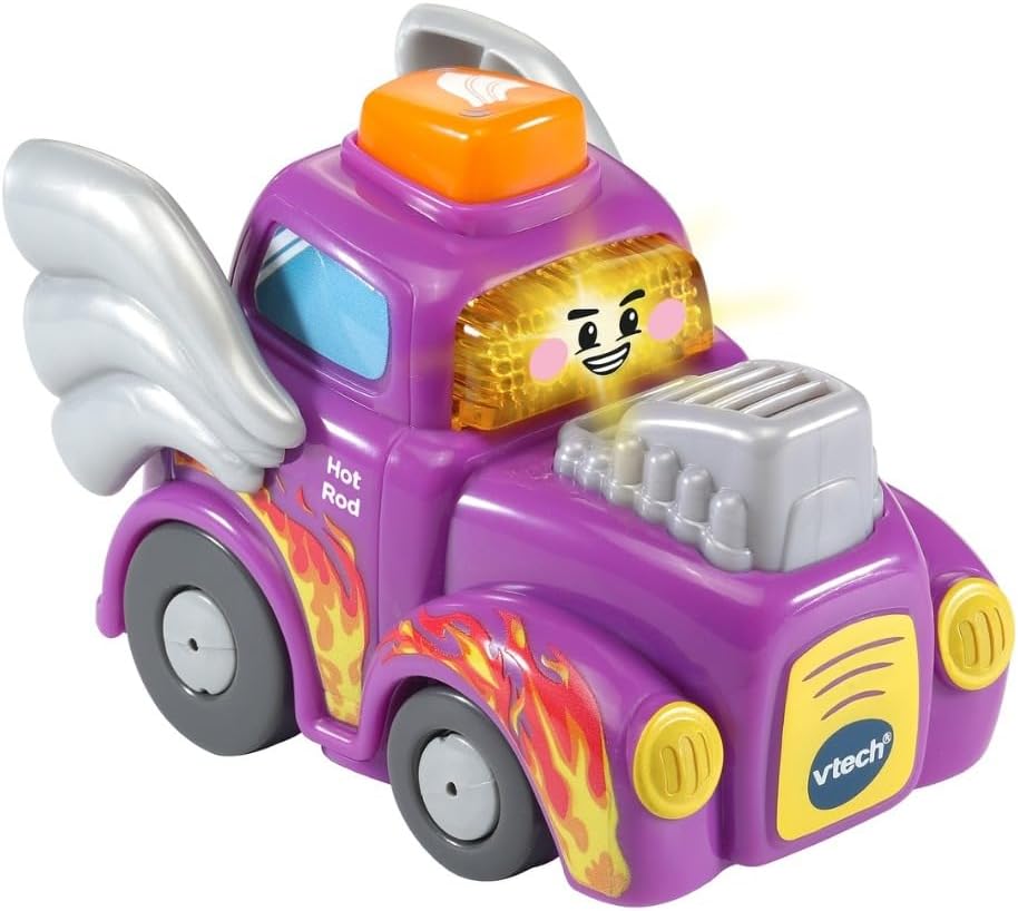 VTech Toot-Toot Drivers Hot Rod purple toy car with golden face