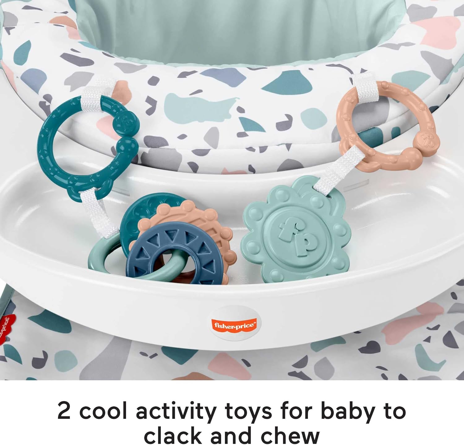 Fisher-Price Sit-Me-Up Floor Seat with detachable toys, terrazzo and pacific pebble