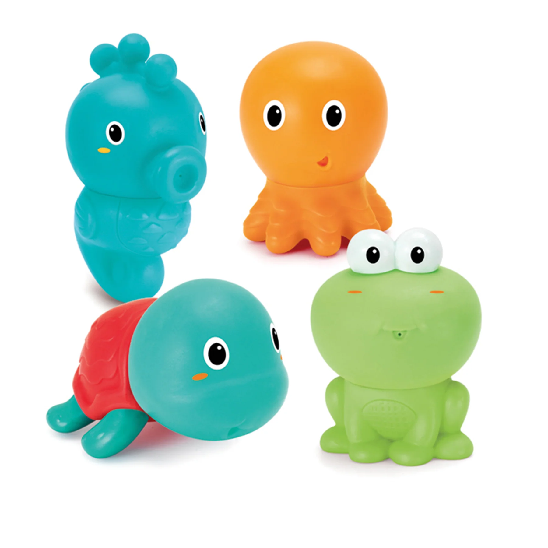 Infantino Senso Plug and Squirt Animals bath toy set with four coloured characters