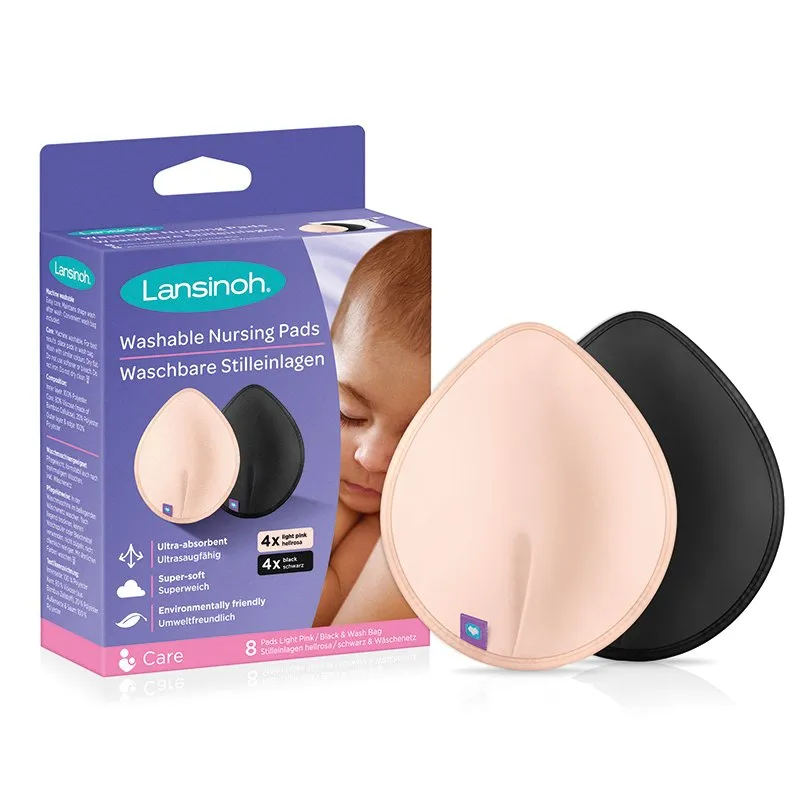 Lansinoh washable nursing pads coloured pack of eight with black and nude pads