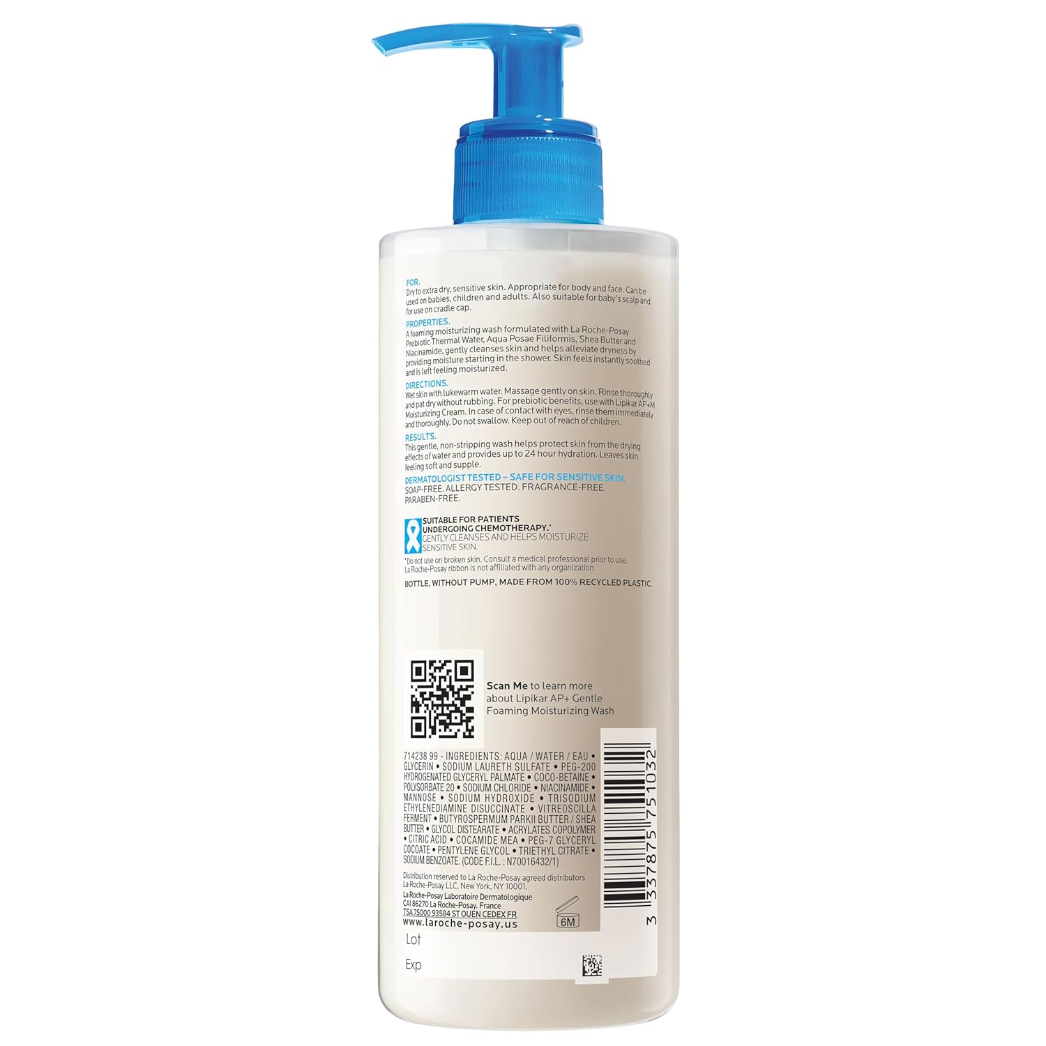 La Roche Posay Lipikar Wash AP+ gentle foaming moisturising body and face wash 13.52 fl oz