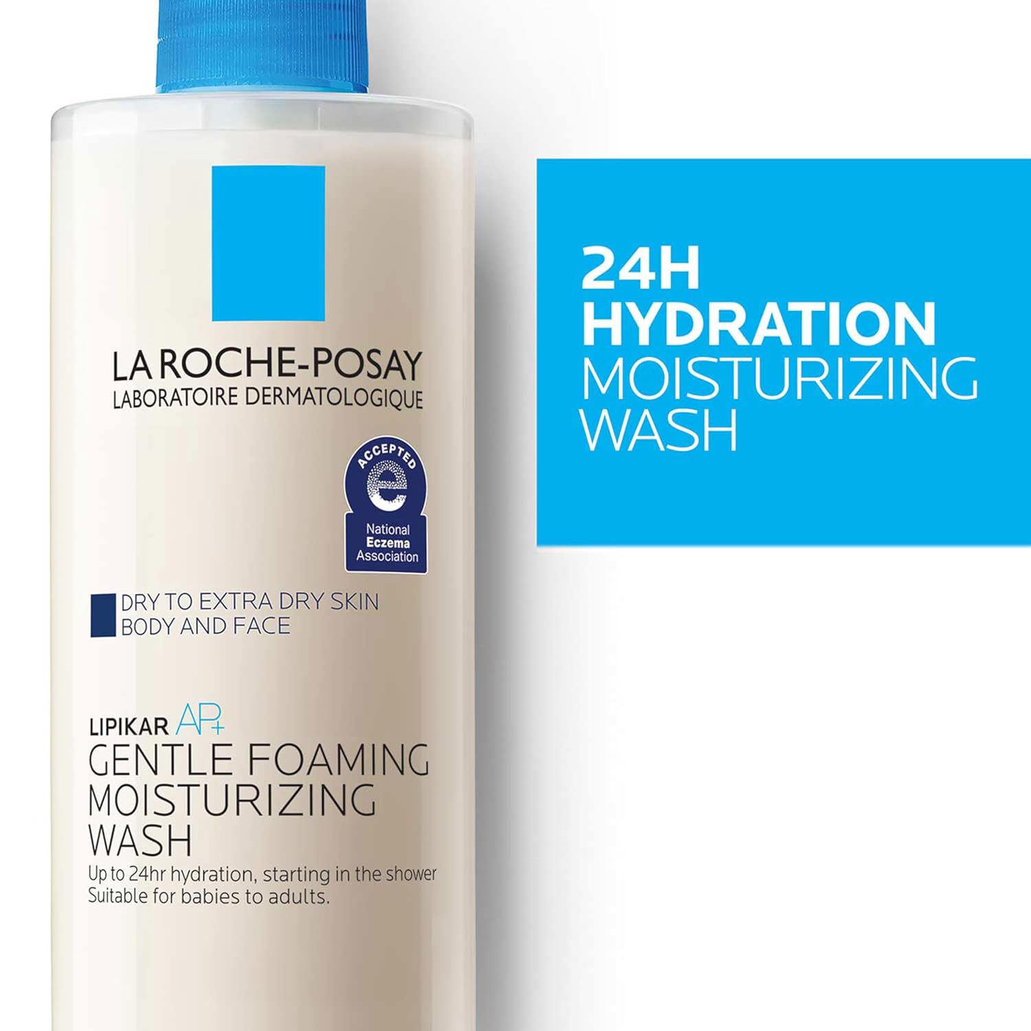La Roche-Posay Lipikar AP+ gentle foaming moisturising body and face wash bottle