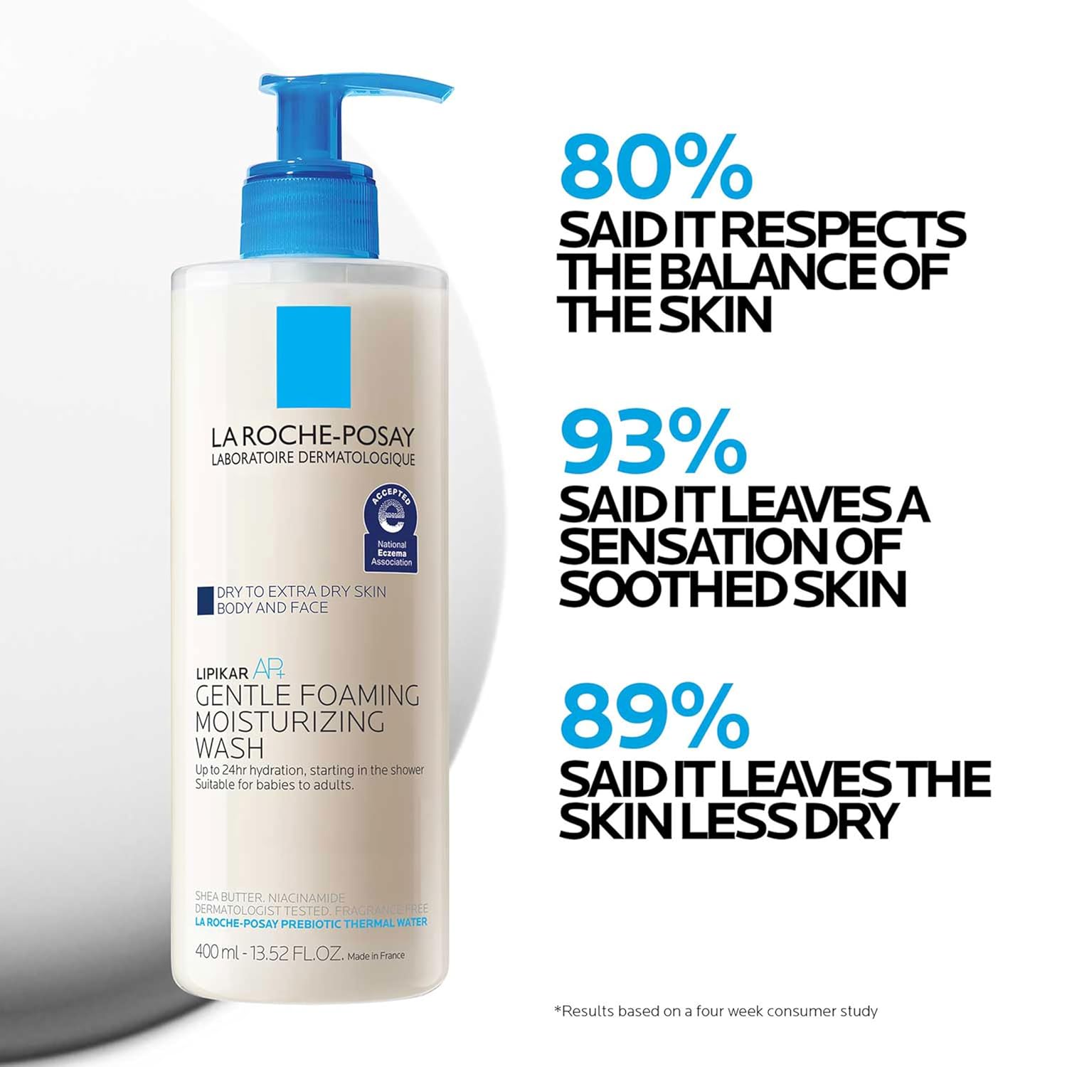 La Roche Posay Lipikar AP+ gentle foaming moisturising wash 400ml pump bottle
