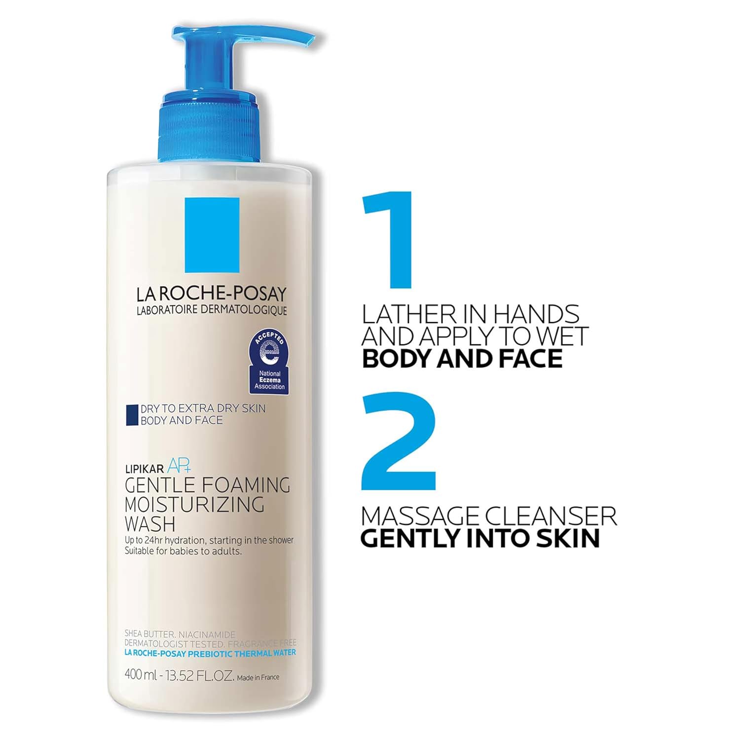 La Roche-Posay Lipikar gentle foaming moisturizing wash 400ml pump bottle