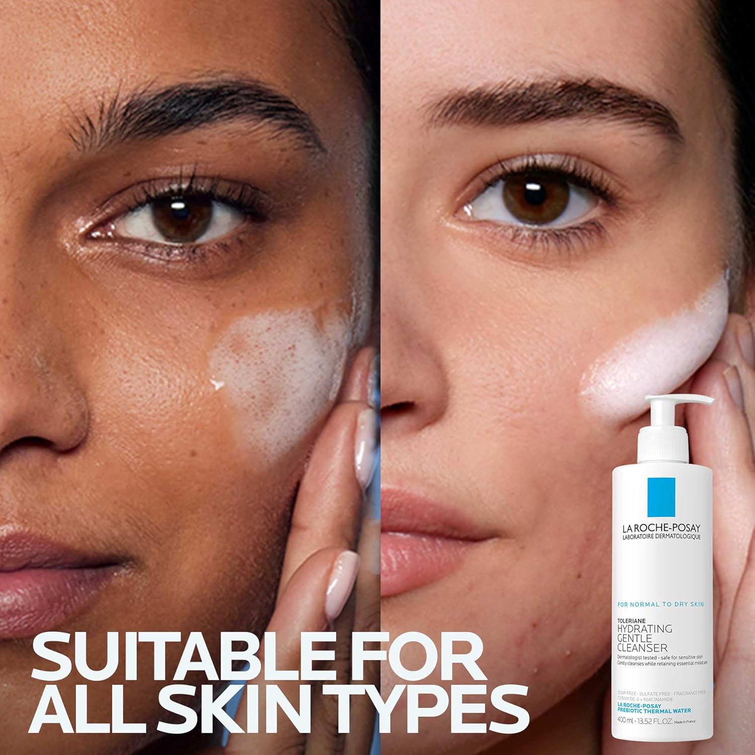 La Roche-Posay Toleriane Hydrating Gentle Cleanser 400ml white pump bottle