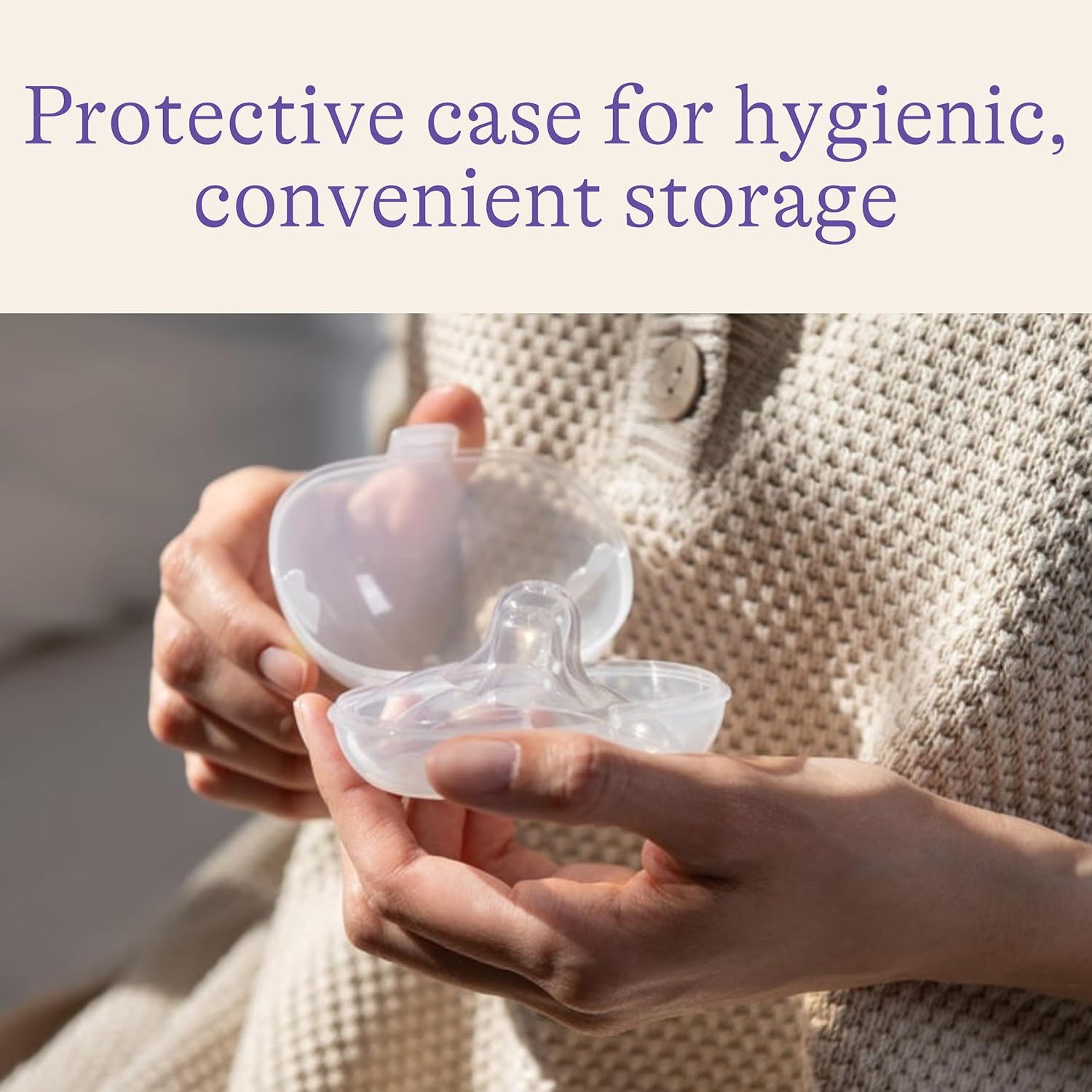 Lansinoh Contact Nipple Shields 24mm clear silicone 2 pack with case