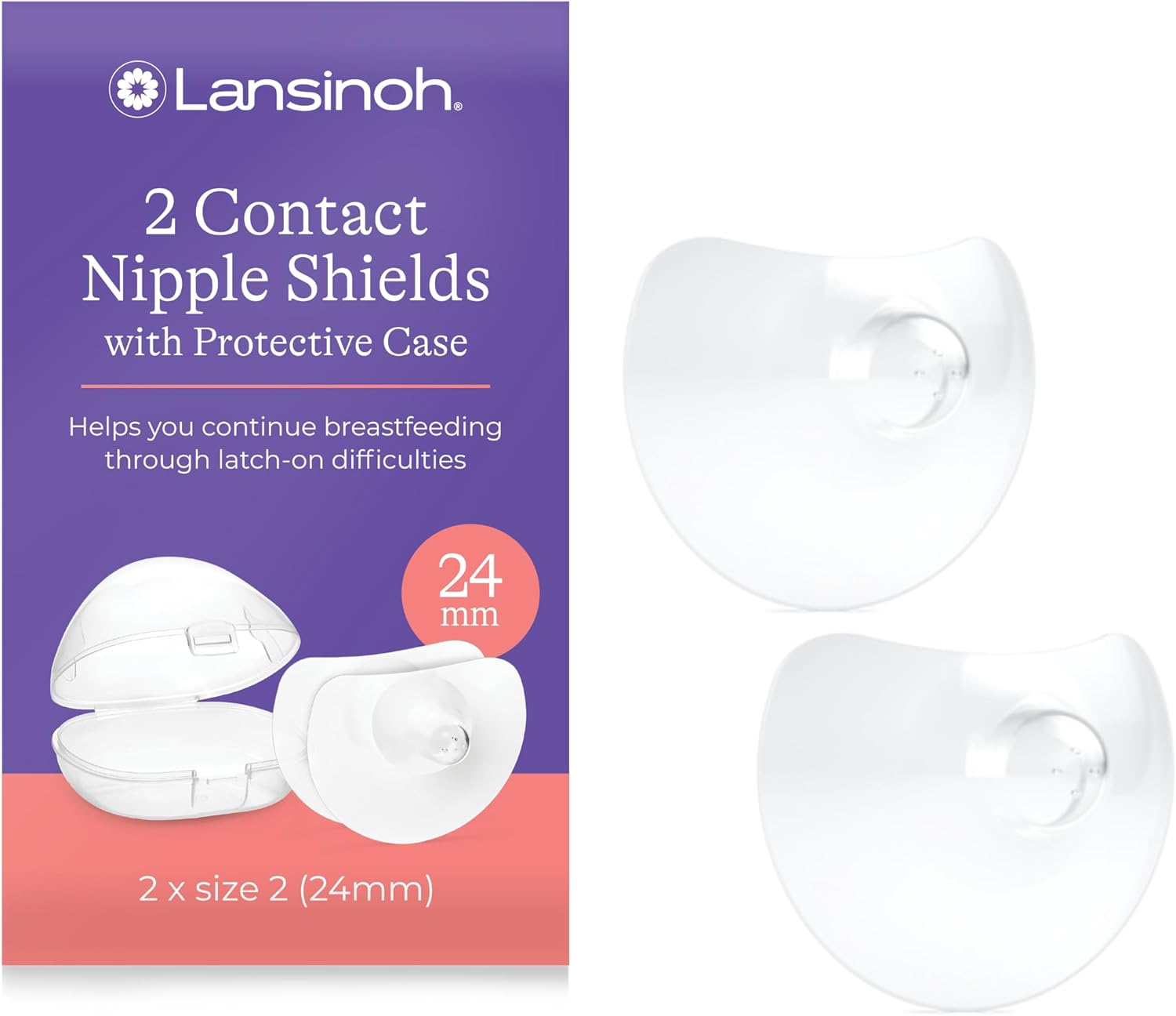 Lansinoh Contact Nipple Shields 24mm two pack with protective case