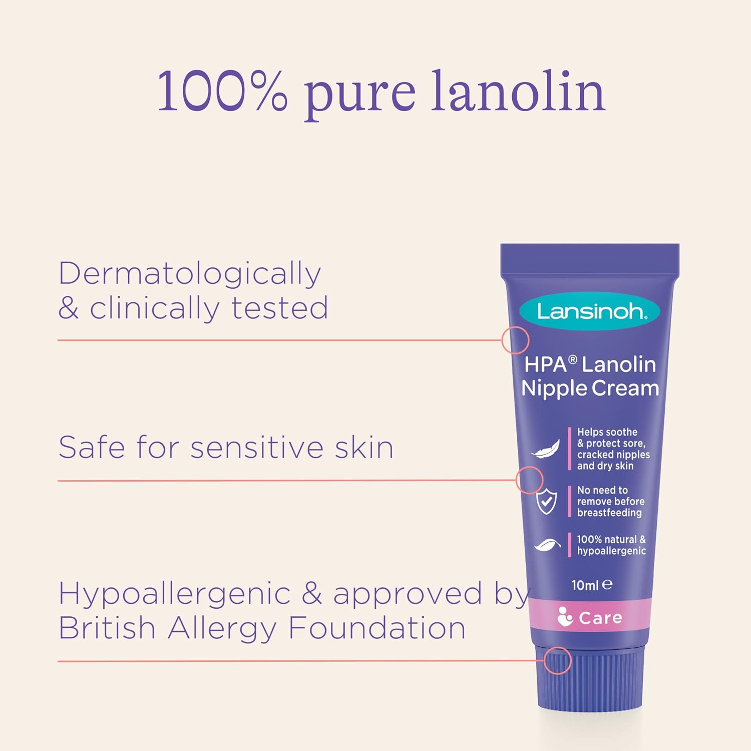 Lansinoh HPA Lanolin Nipple Cream 10ml purple tube for breastfeeding