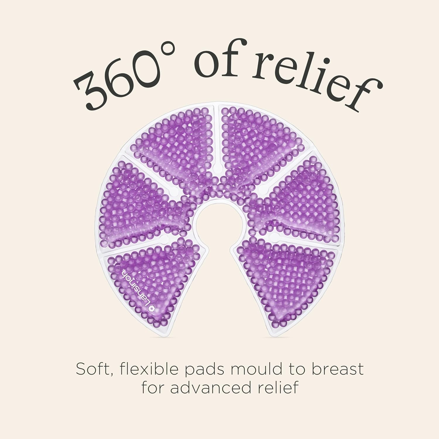 Lansinoh TheraPearl purple gel breast therapy pads with flexible design