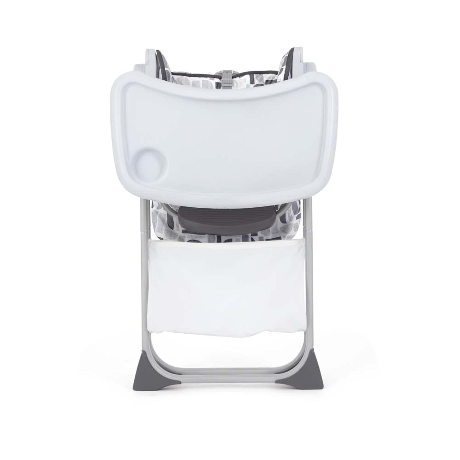 Joie Snacker 2-in-1 white highchair with removable tray and grey frame