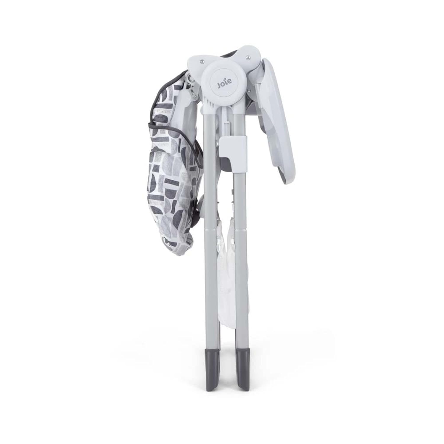 Joie Snacker 2-in-1 grey highchair with patterned seat in folded position