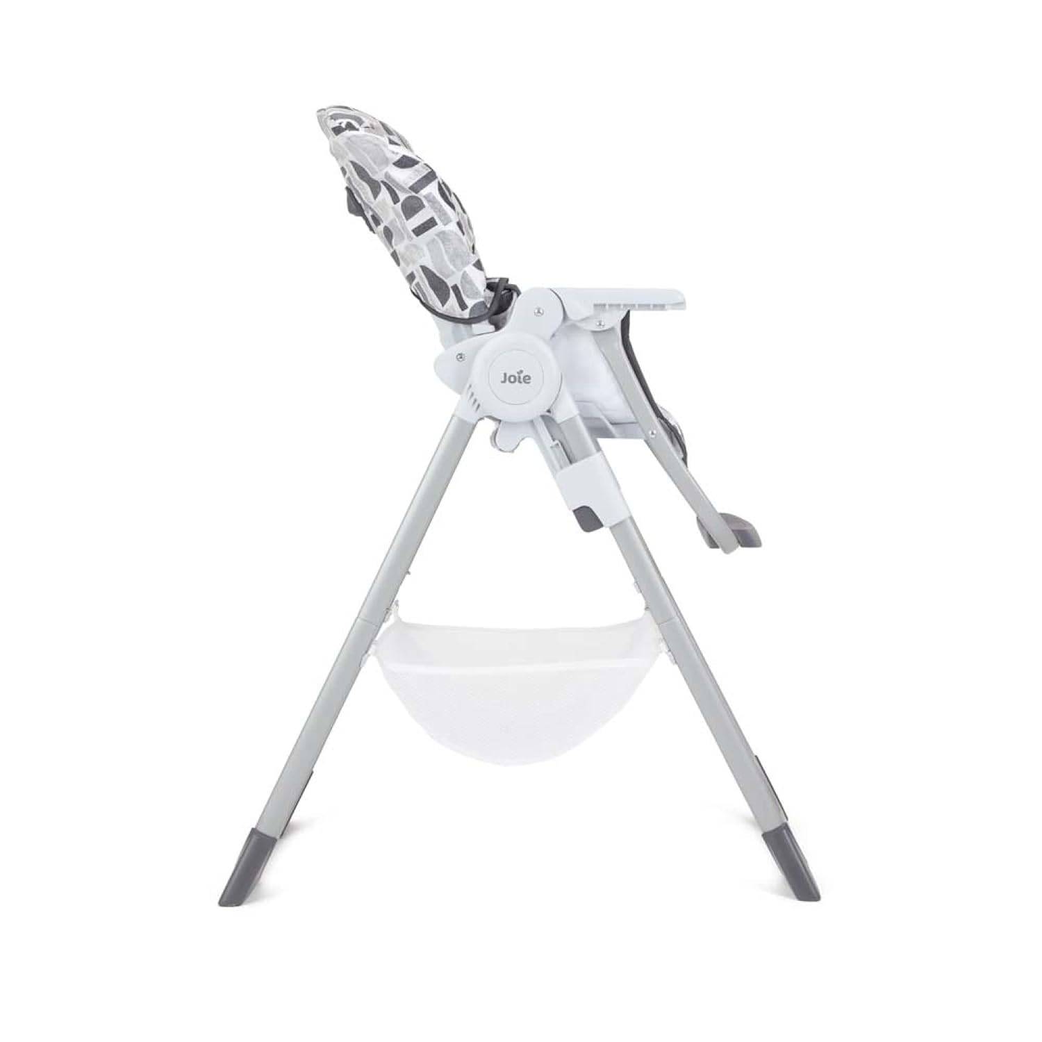 Joie Snacker 2-in-1 white highchair with grey geometric patterned seat insert
