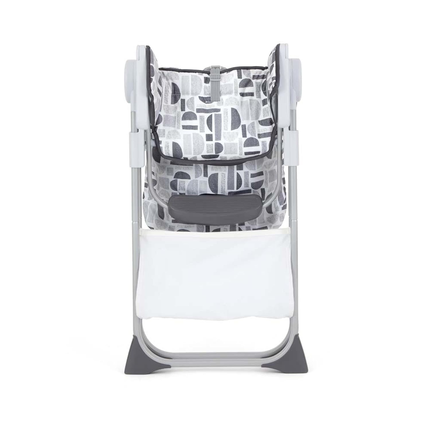 Joie Snacker 2-in-1 highchair with grey and white geometric pattern seat