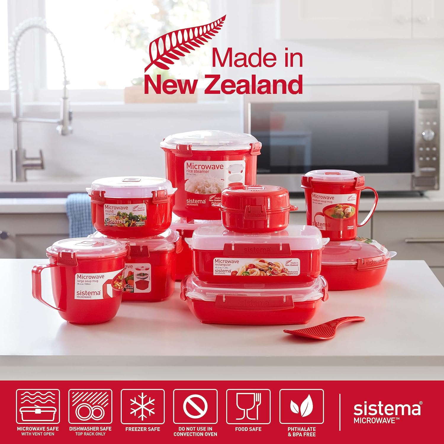 Sistema red microwave soup mug 656ml with clear lid and handle