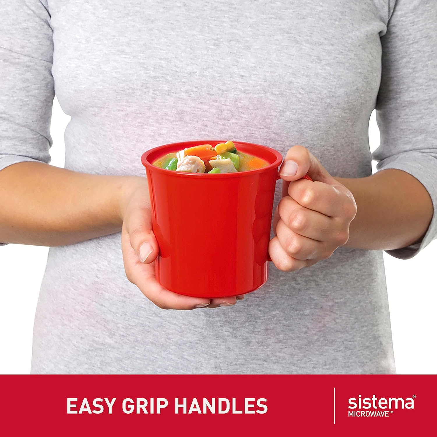 Sistema red microwave soup mug 656ml with easy grip handles