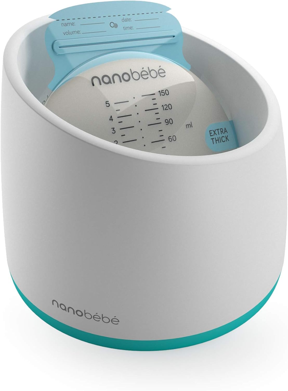 Nanobebe Smart Warming Bowl white and blue with measurement markings