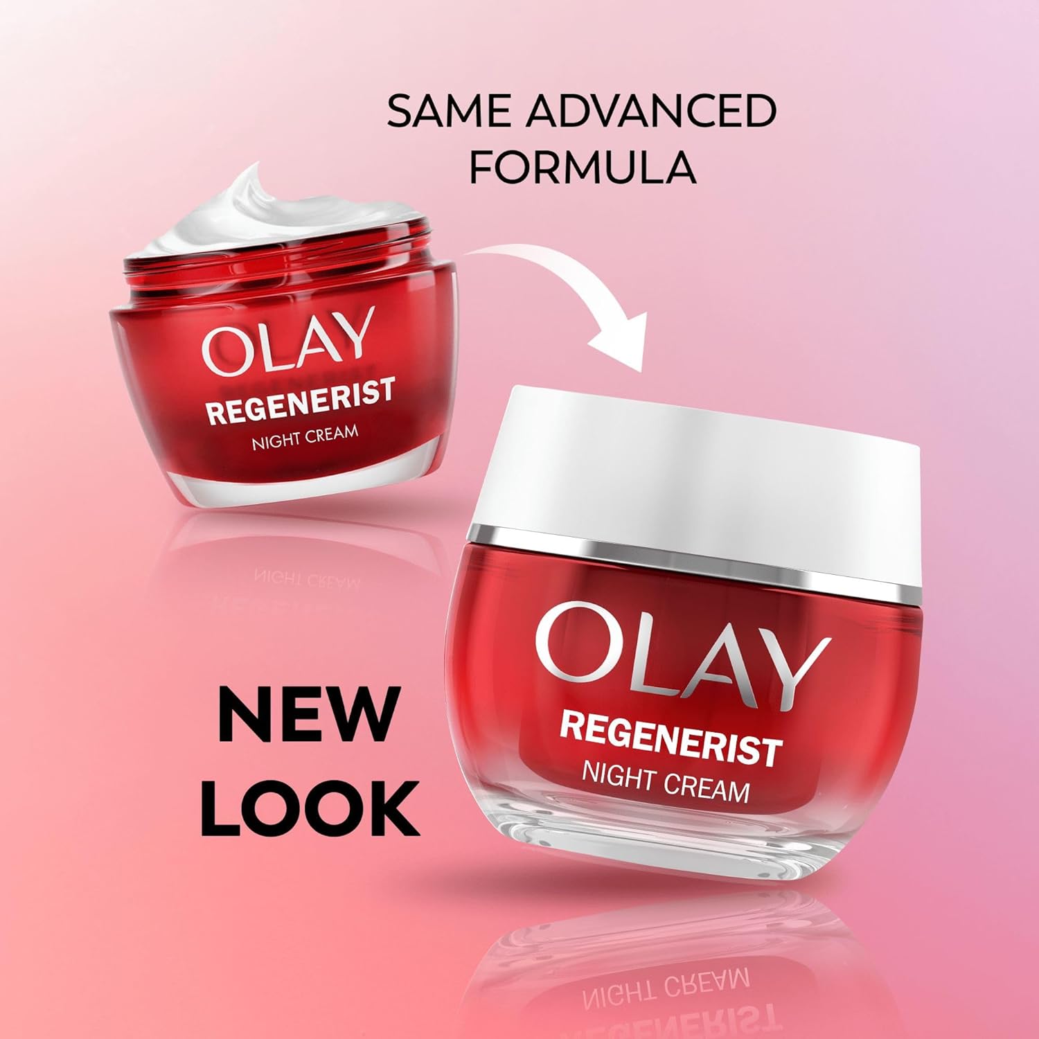 Olay Regenerist red night cream jar, 50ml anti-ageing skincare product