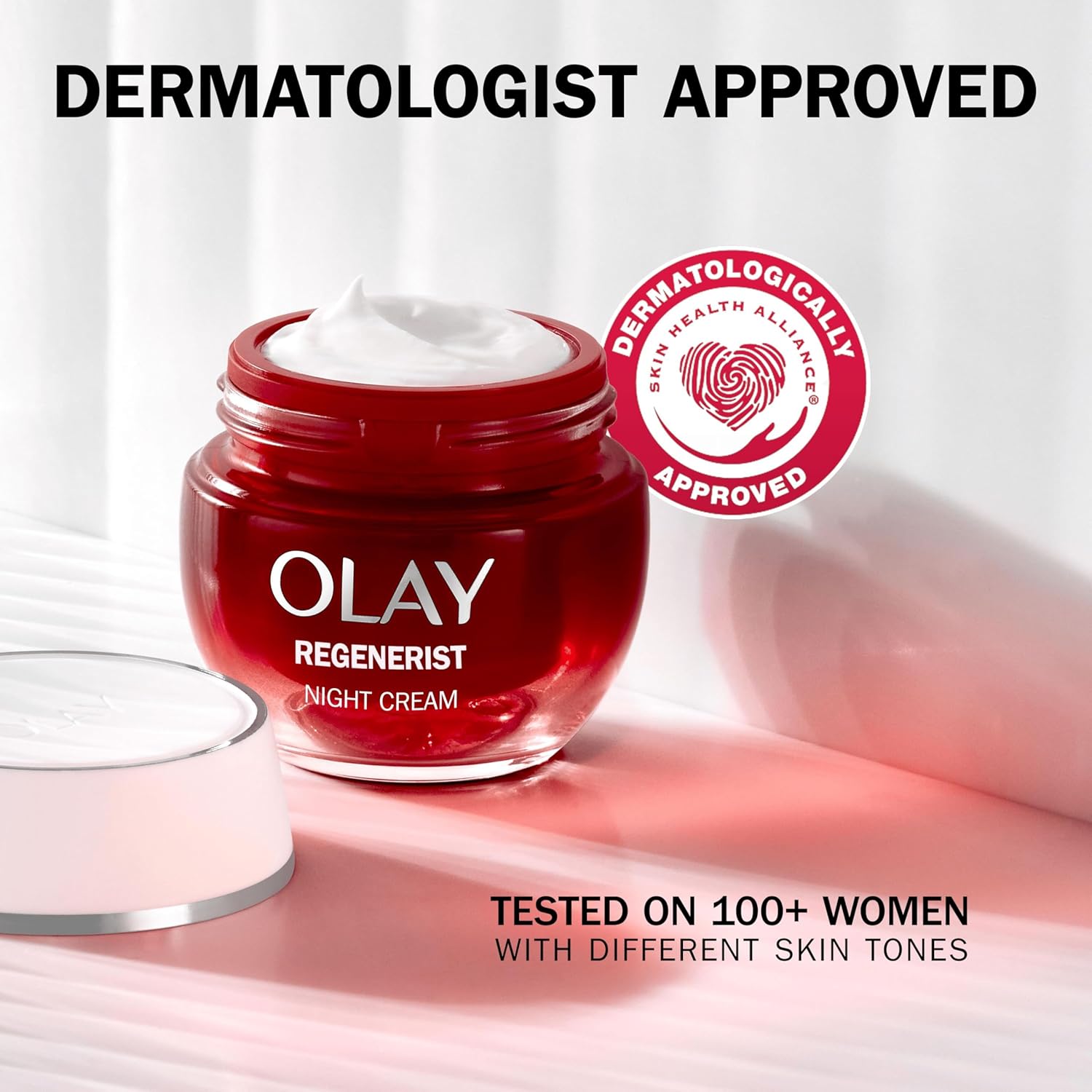 Olay Regenerist red night cream jar with white cream, 50ml anti-ageing moisturiser